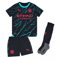 Manchester City Jeremy Doku #11 Tretí Detský futbalový dres 2023-24 Krátky Rukáv (+ trenírky)